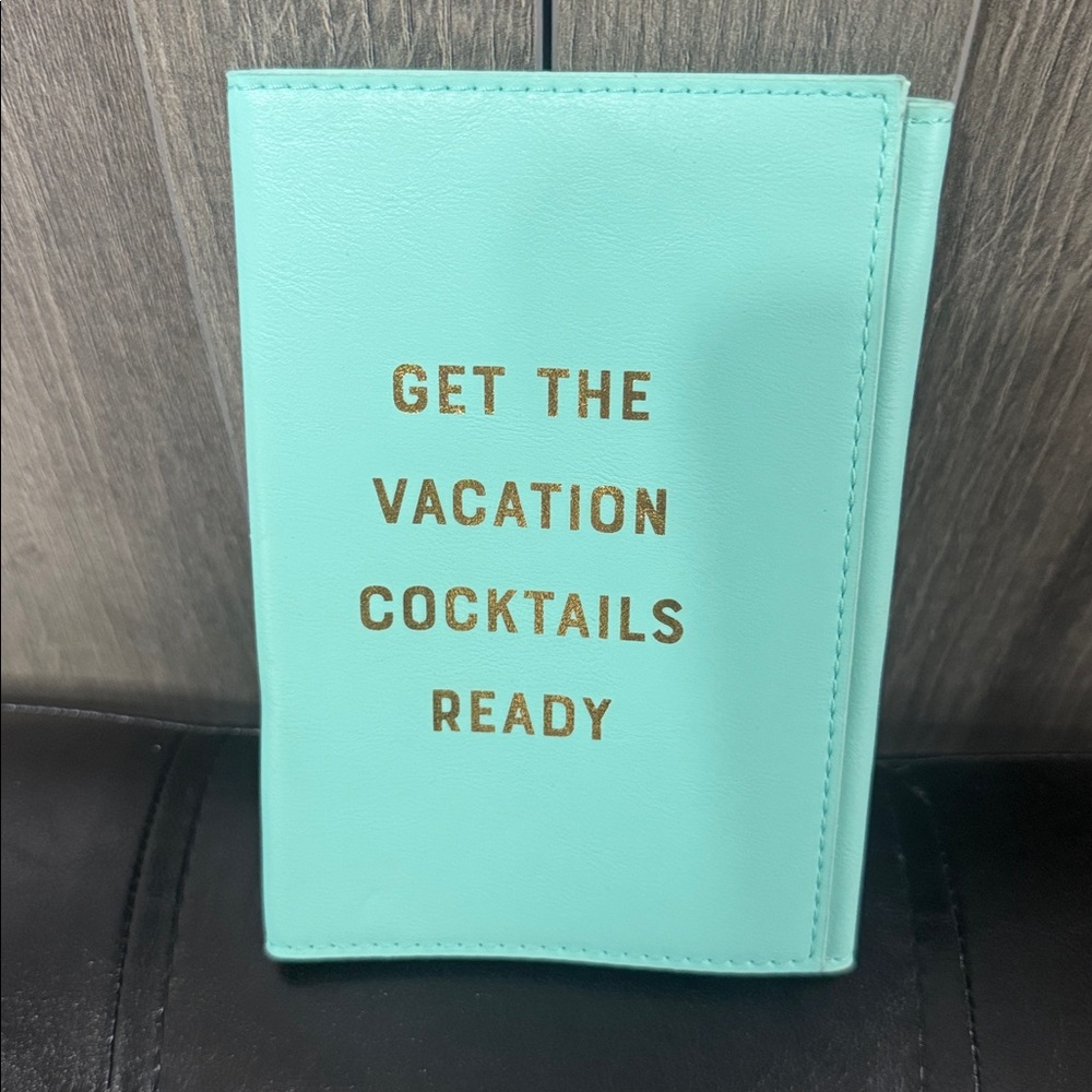 New Elum Designs Teal Blue Leather Passport Folder Case Vacation Ready